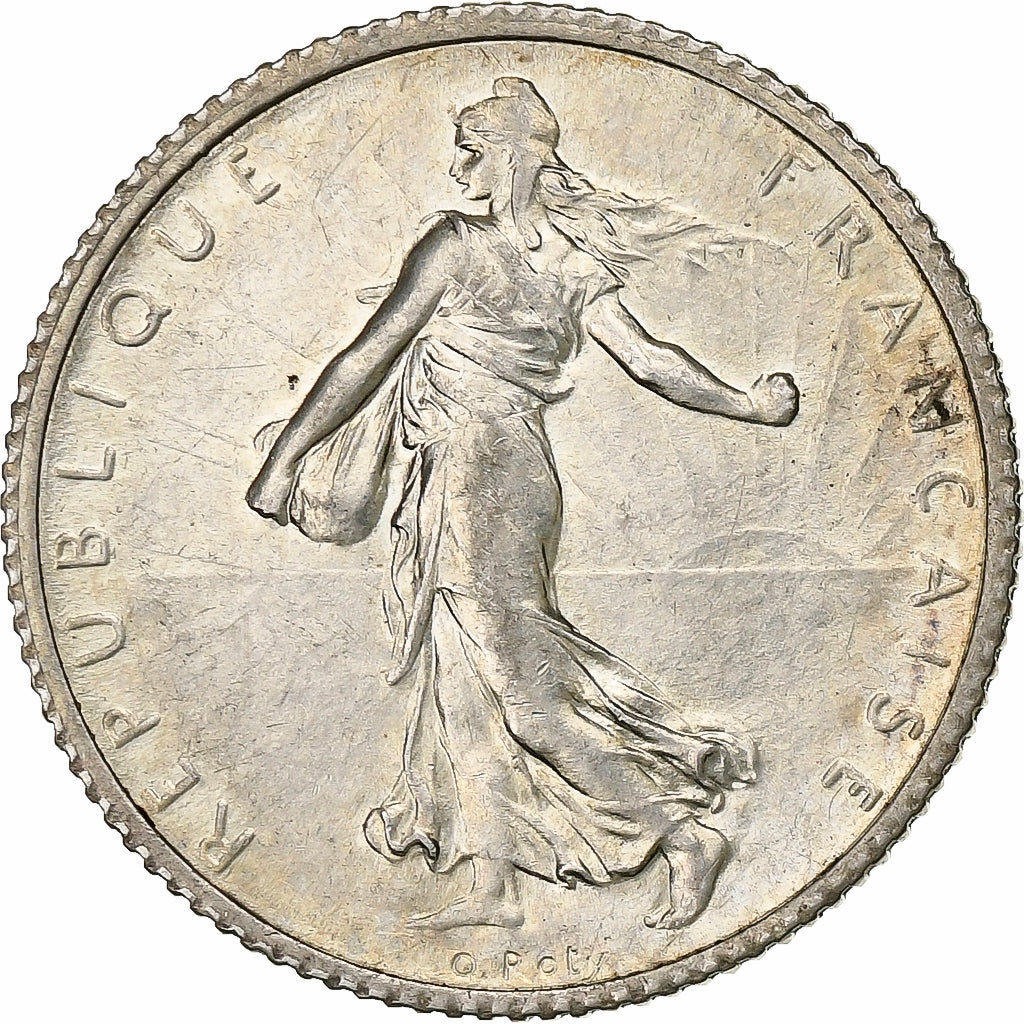 France, Franc, Semeuse, 1918, Paris, Silver, AU(55-58), Gadoury:467, KM:844.1
