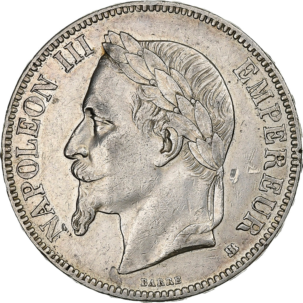 France, Napoléon III, 5 Francs, 1868, Strasbourg, Argent, TTB+, Gadoury:739