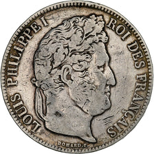Francja, Louis Philippe I, 5 Francs, 1837, Rouen, Srebro, VF(30-35)