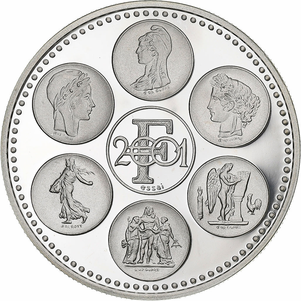 France, Medal, Coq, Fin du Cours Légal du Franc, 2002, Silver, Proof, MS(65-70)
