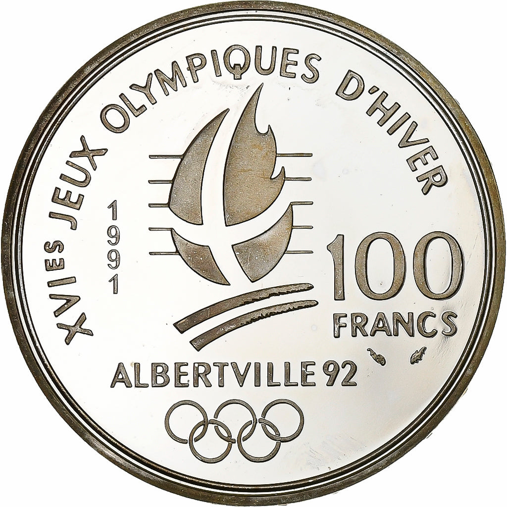 Francia, 100 Francs, 1992 Olympics, Albertville, Cross-country Skiing, 1991