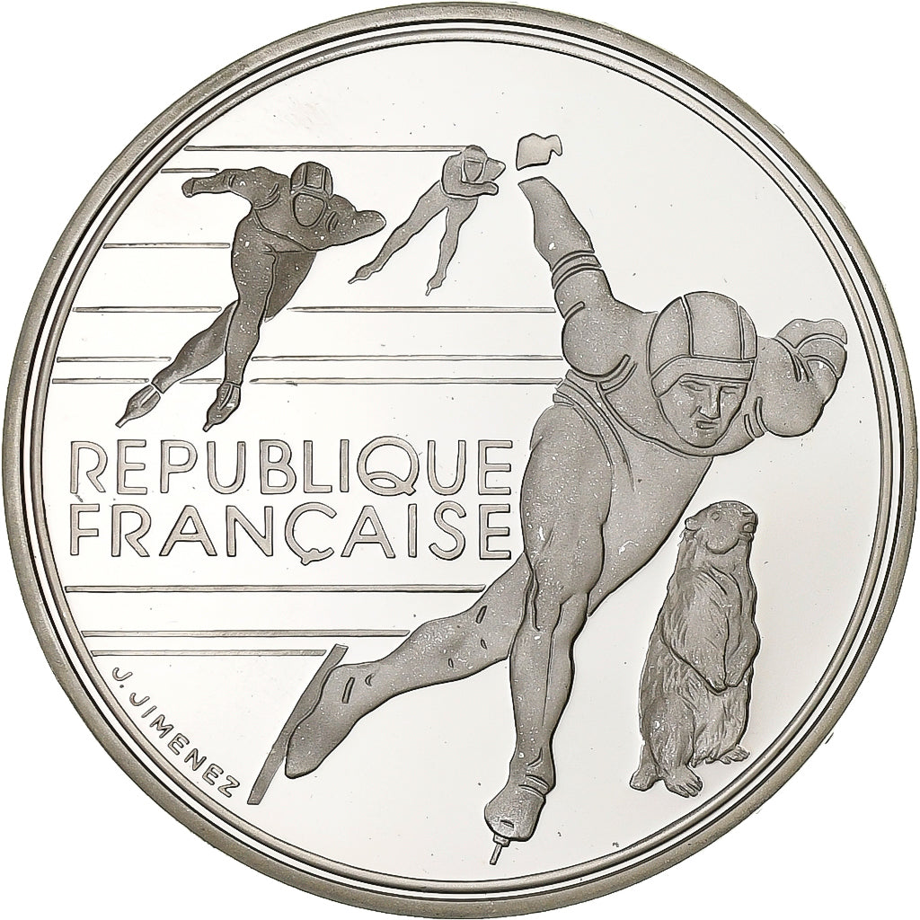 Frankrijk, 100 Francs, 1992 Olympics, Albertville, Speed Skating, 1990, Paris