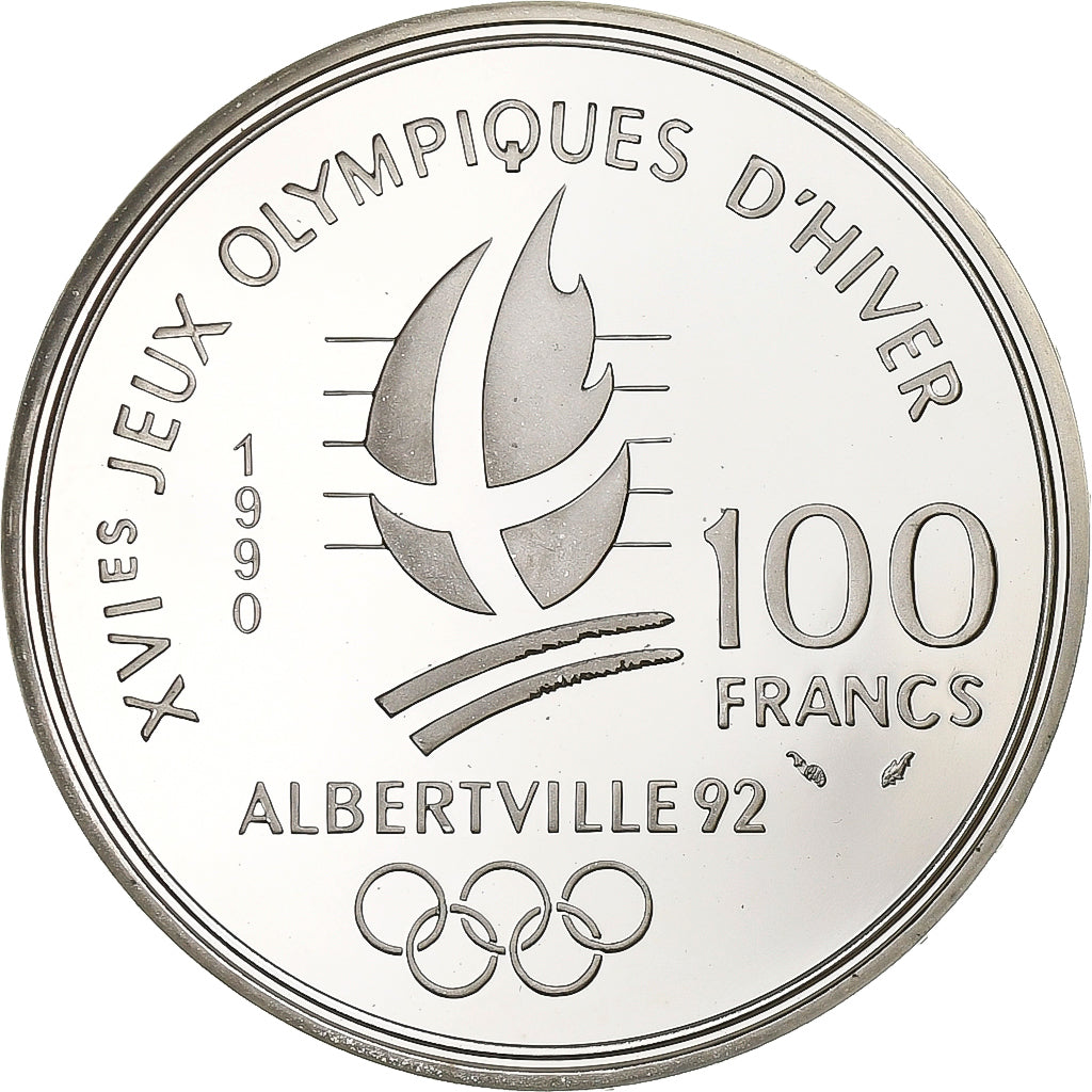 Frankrijk, 100 Francs, 1992 Olympics, Albertville, Speed Skating, 1990, Paris