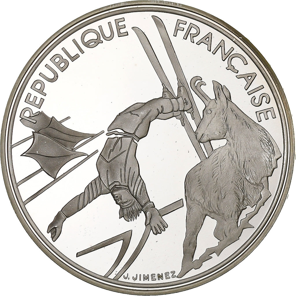 France, 100 Francs, 1992 Olympics, Albertville, Free-style Skiing, 1990, Paris