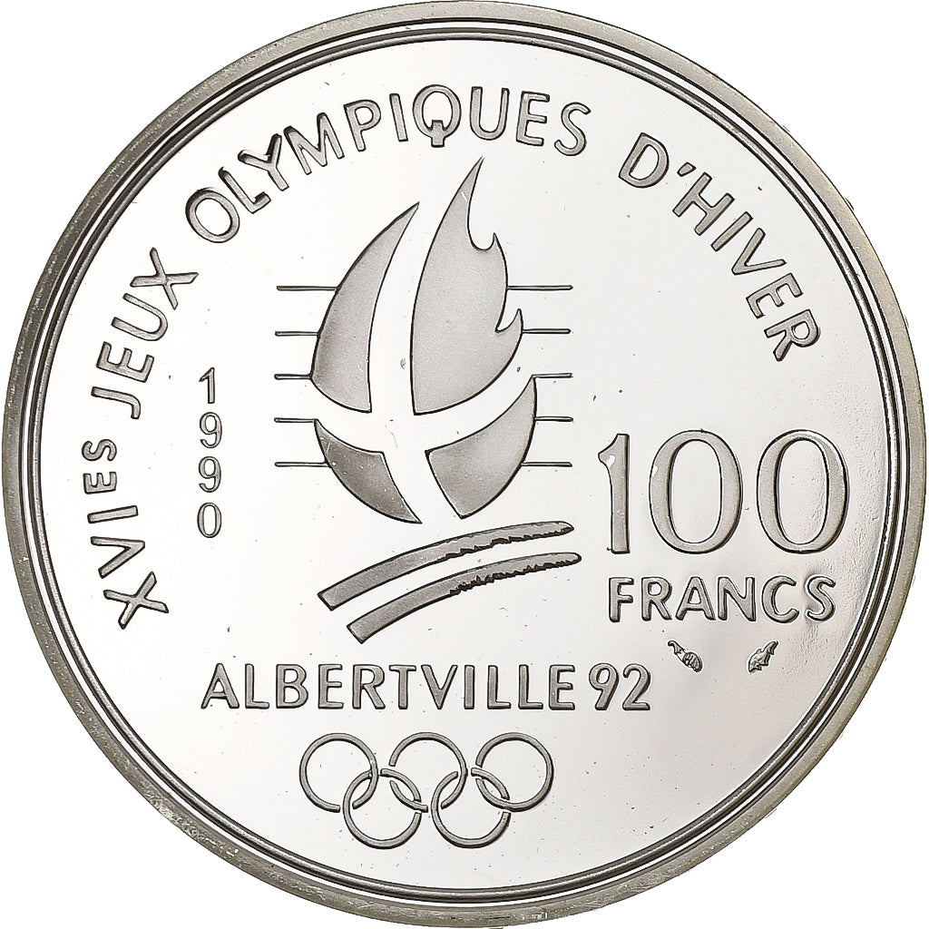 France, 100 Francs, 1992 Olympics, Albertville, Free-style Skiing, 1990, Paris