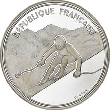 France, 100 Francs, Albertville 92, Ski de descente, 1989, Paris, Argent, SPL