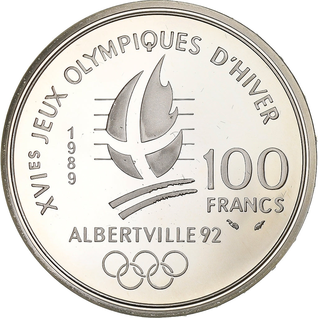 France, 100 Francs, 1992 Olympics, Albertville, Ice Skating, 1989, Paris