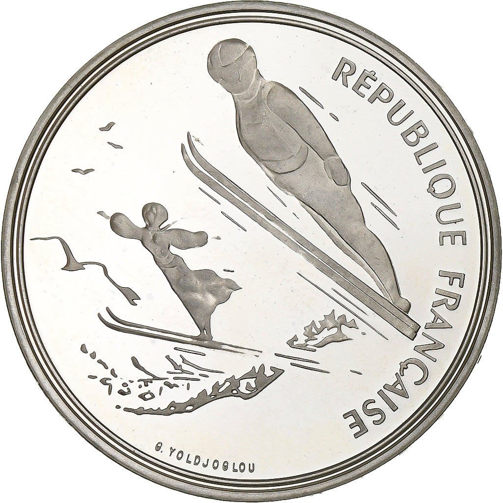 France, 100 Francs, 1992 Olympics, Albertville, Ski Jumping, 1991, Paris