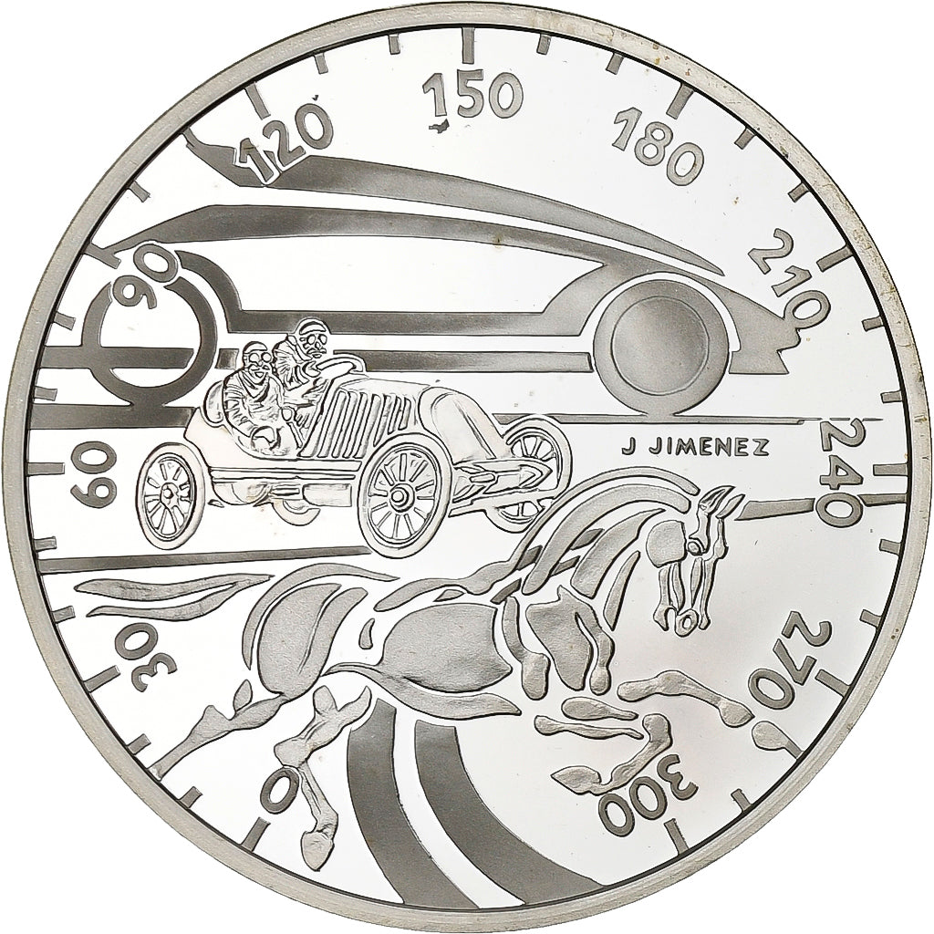 France, 10 Francs, 2000, Paris, XXth Century-The Automobile, Silver, MS(63)