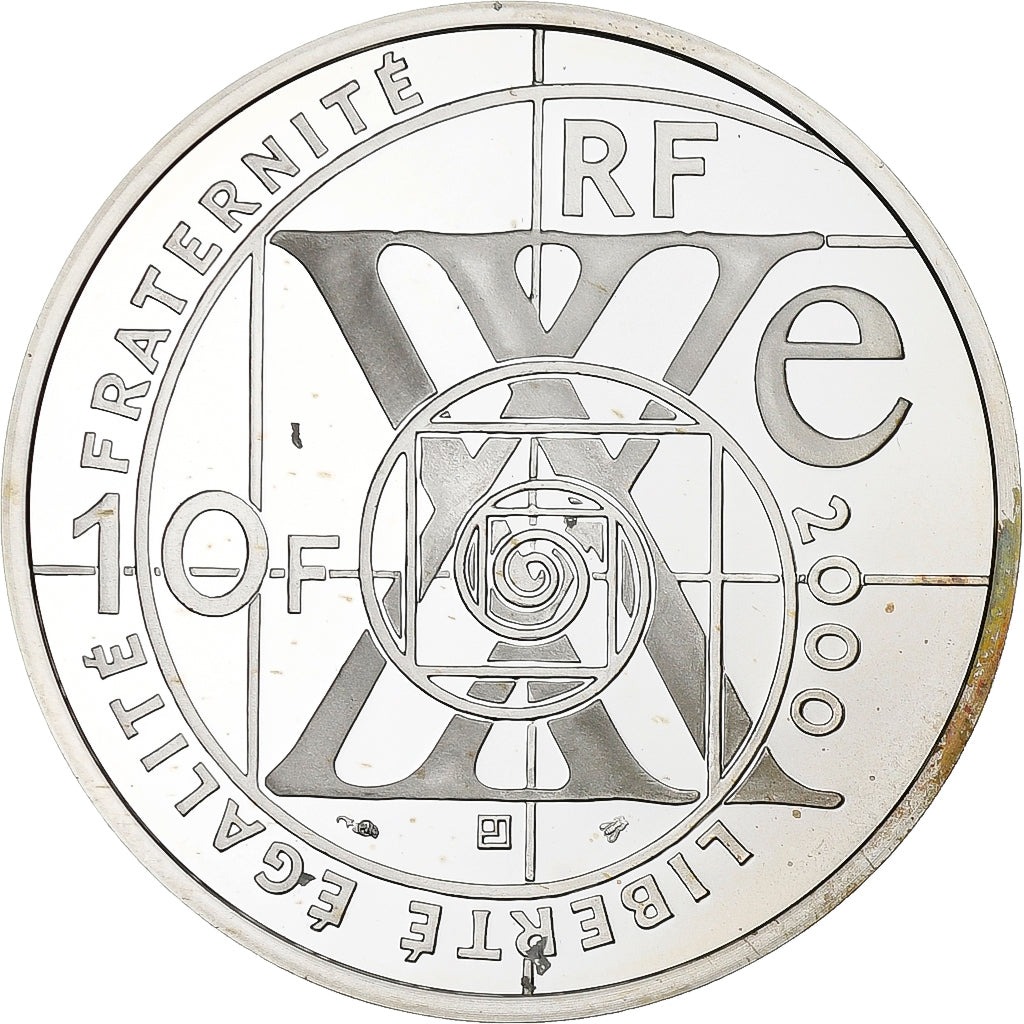 France, 10 Francs, 2000, Paris, XXth Century-The Automobile, Silver, MS(63)