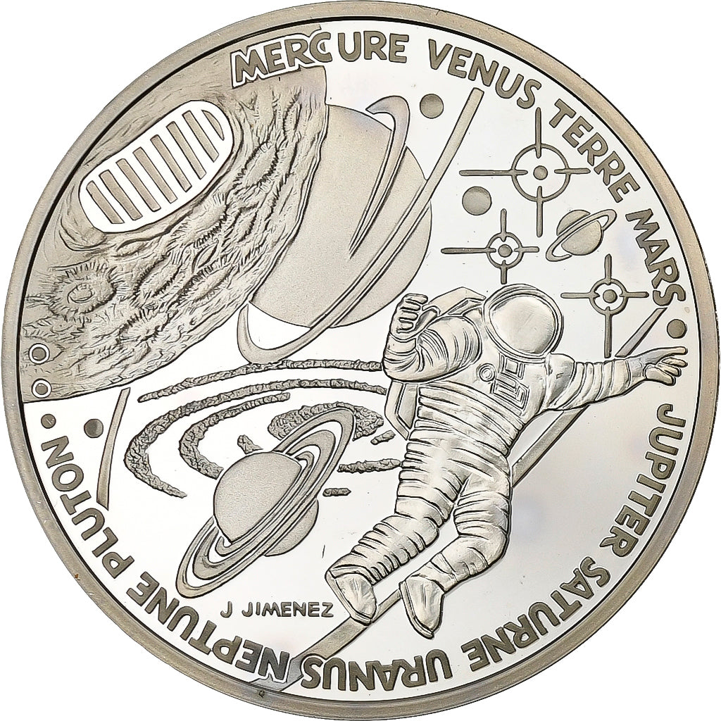 France, 10 Francs, XXth Centuy Space Travel, 2000, Paris, Silver, MS(63)