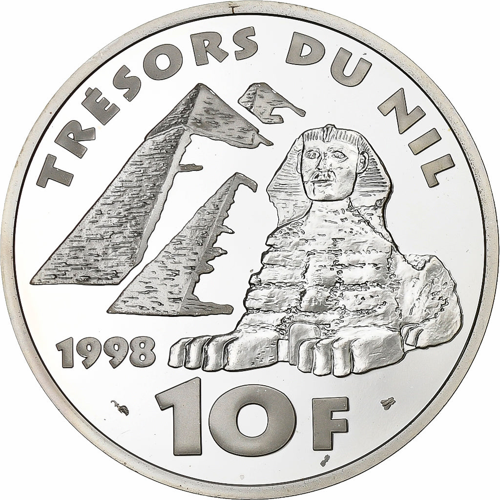 France, 10 Francs, Champollion, 1998, Paris, Silver, MS(63), KM:1205