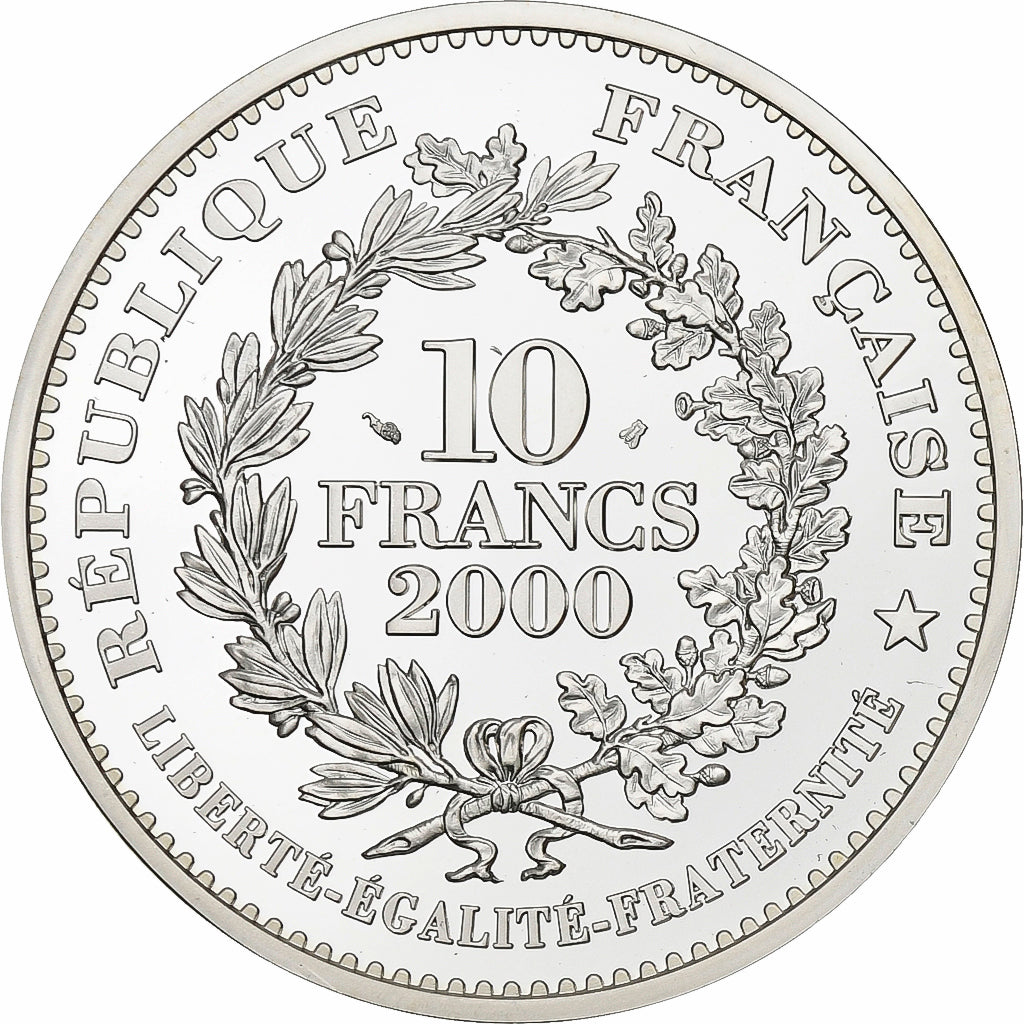 France, 10 Francs, Le Franc à cheval, 2000, Paris, Silver, MS(63), KM:1969