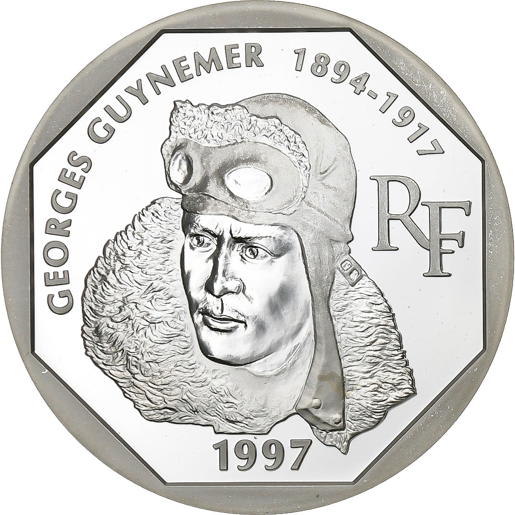 France, 100 Francs, Georges Guynemer, 1997, Paris, Silver, MS(63), KM:1196