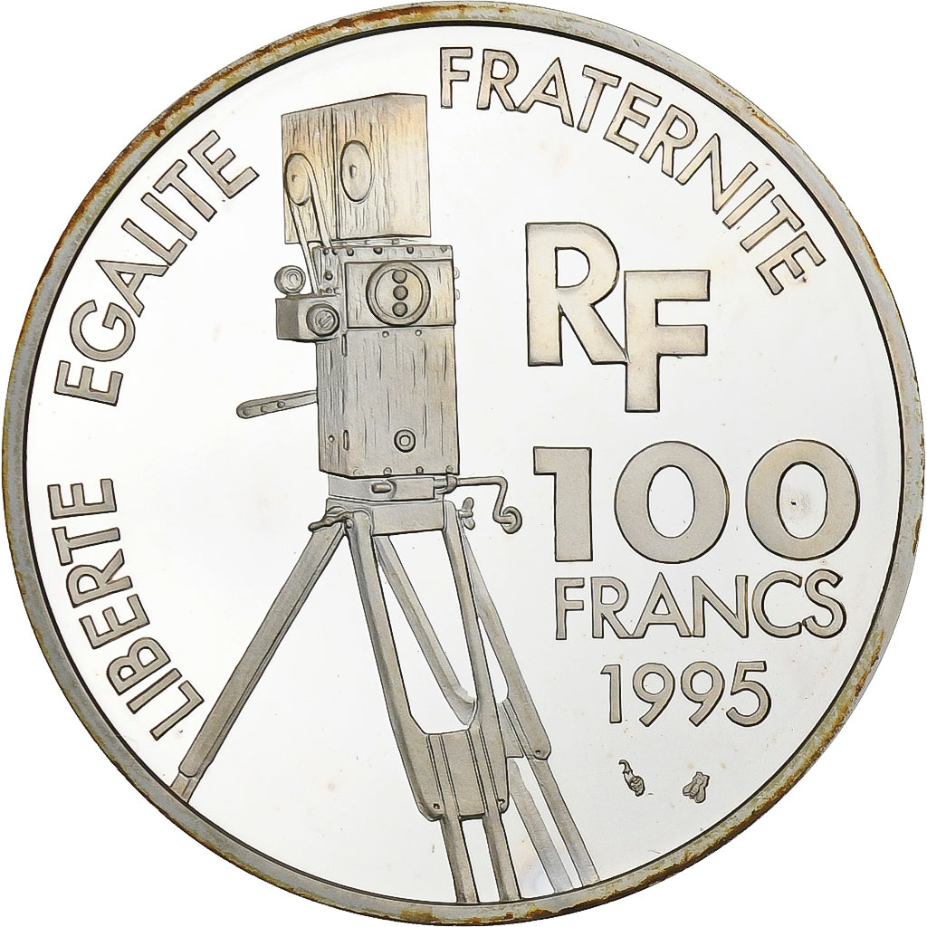 Francia, 100 Francs, Centenaire du Cinéma, 1995, Paris, Plata, SC, KM:1072