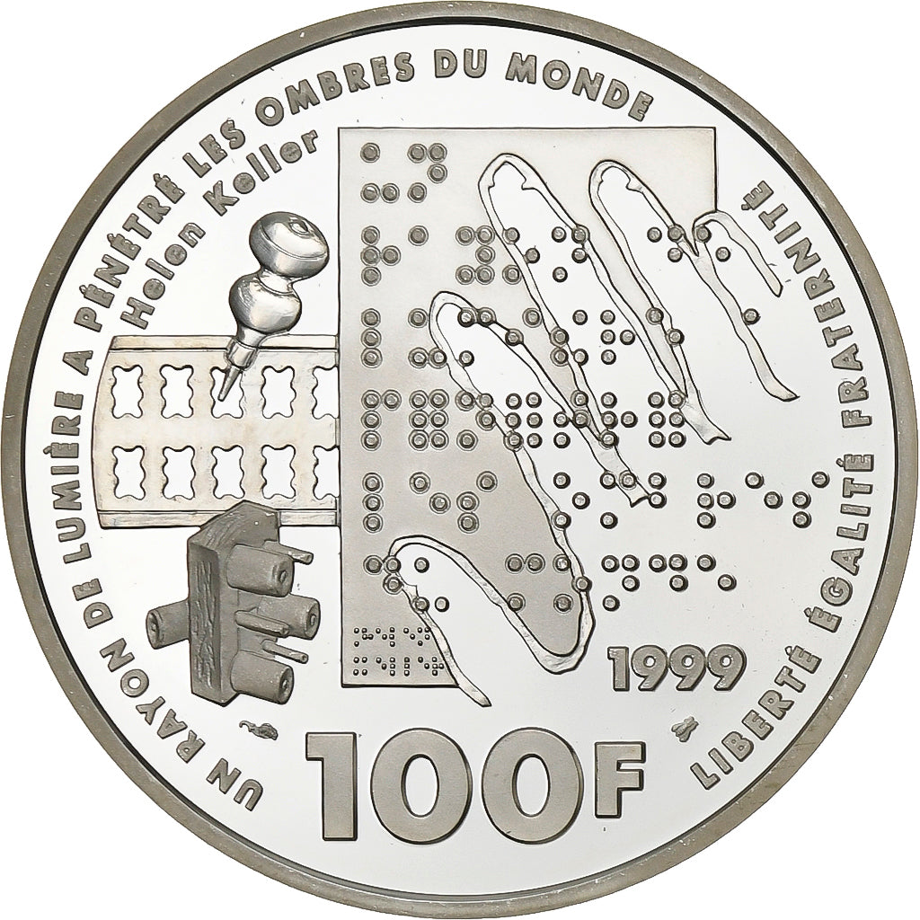 Francia, 100 Francs, Louis Braille, 1999, Paris, Argento, SPL, KM:1295
