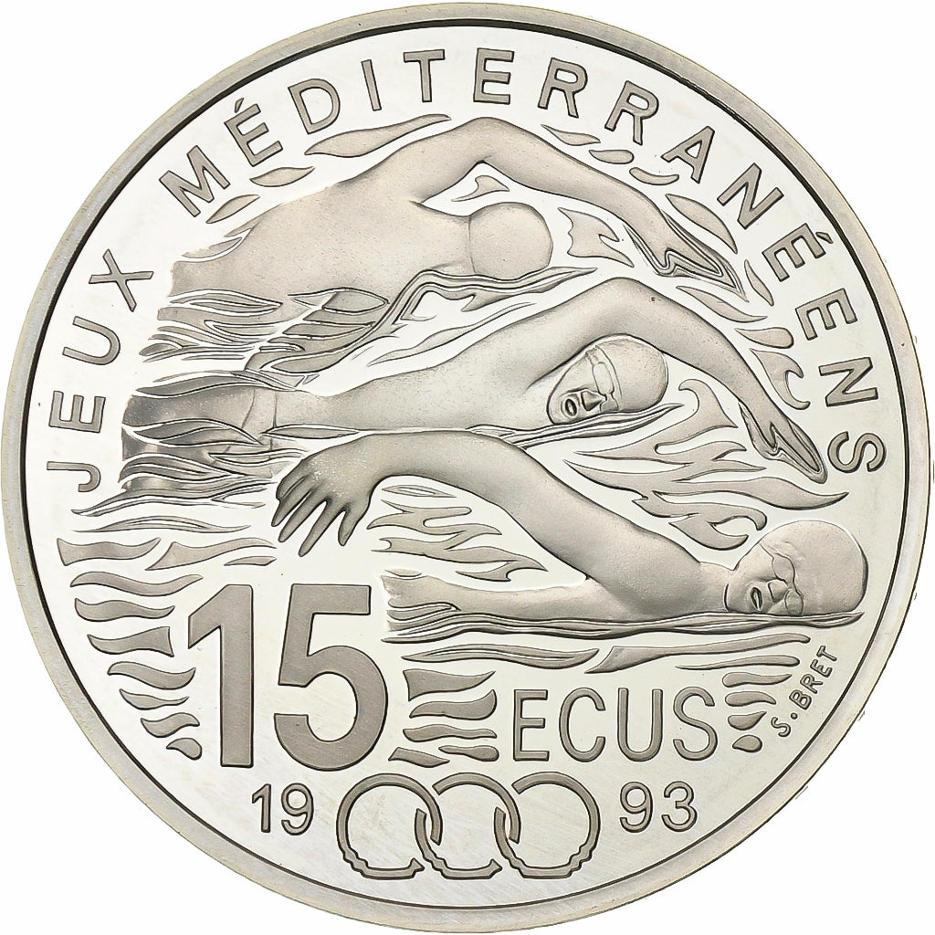Frankrijk, 100 Francs-15 Ecus, Jeux méditerranéens, natation, 1993, Paris