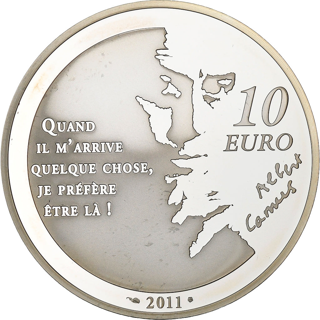 France, 10 Euro, L'Etranger, Albert Camus, 2011, Paris, Silver, MS(63)
