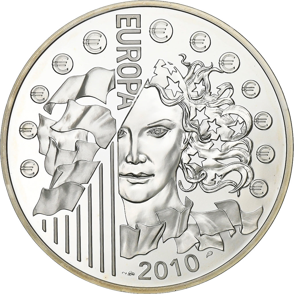 Francia, 10 Euro, Europa, 1100e anniversaire de Cluny, 2010, Paris, Argento