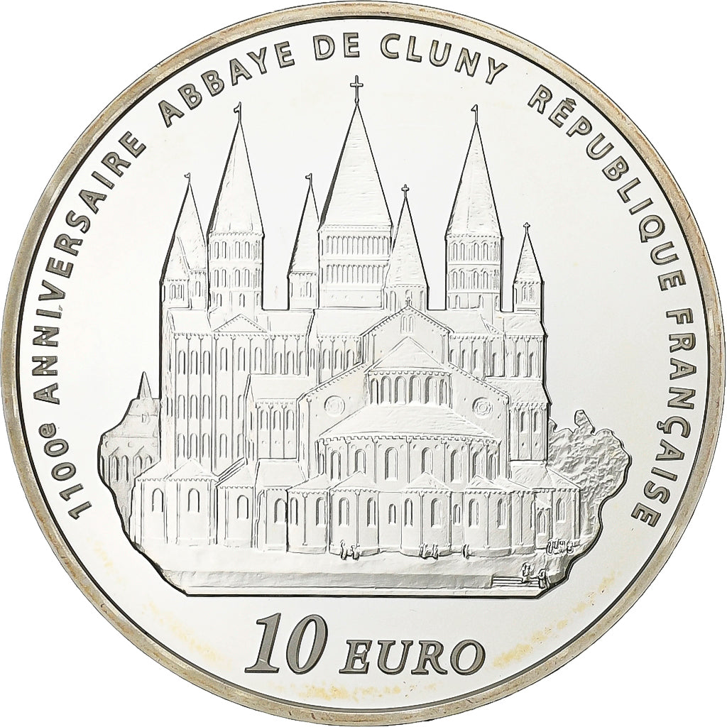 Francia, 10 Euro, Europa, 1100e anniversaire de Cluny, 2010, Paris, Argento