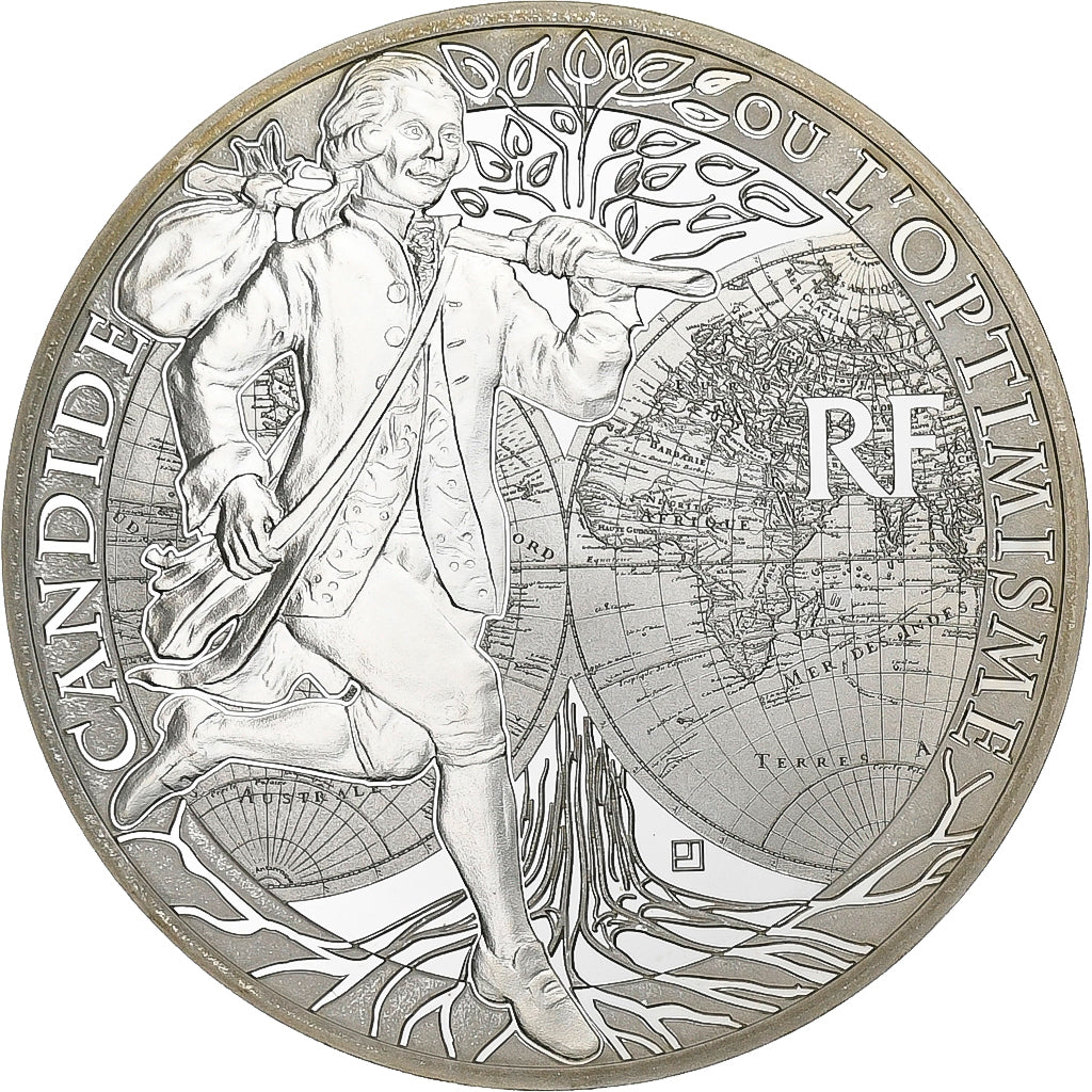 France, 10 Euro, Voltaire, Proof, 2014, Paris, Silver, MS(63), KM:2188