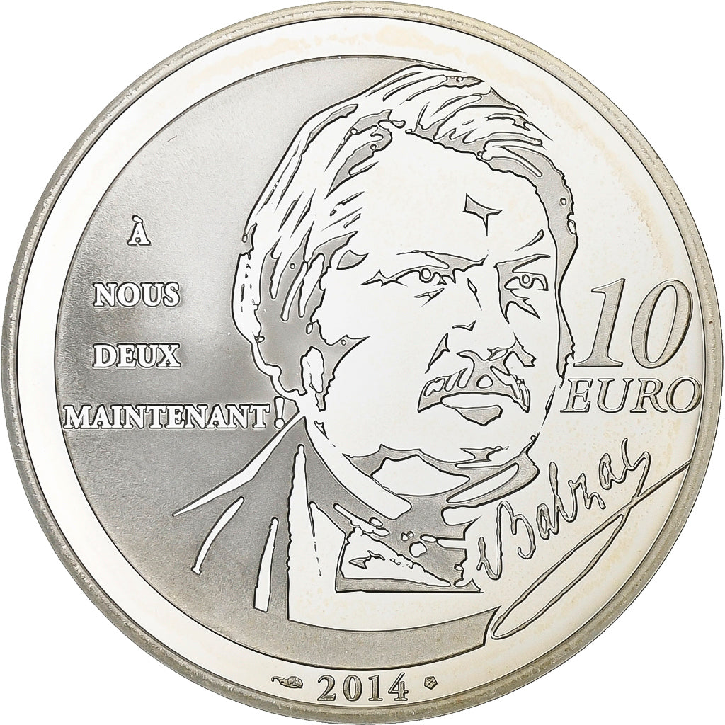 France, 10 Euro, Balzac, Proof, 2014, Paris, Silver, MS(63), KM:2186