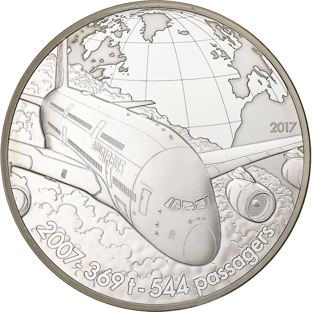 France, 10 Euro, L'Aviation et L'Histoire A 380, BE, 2017, Paris, Argent, SPL