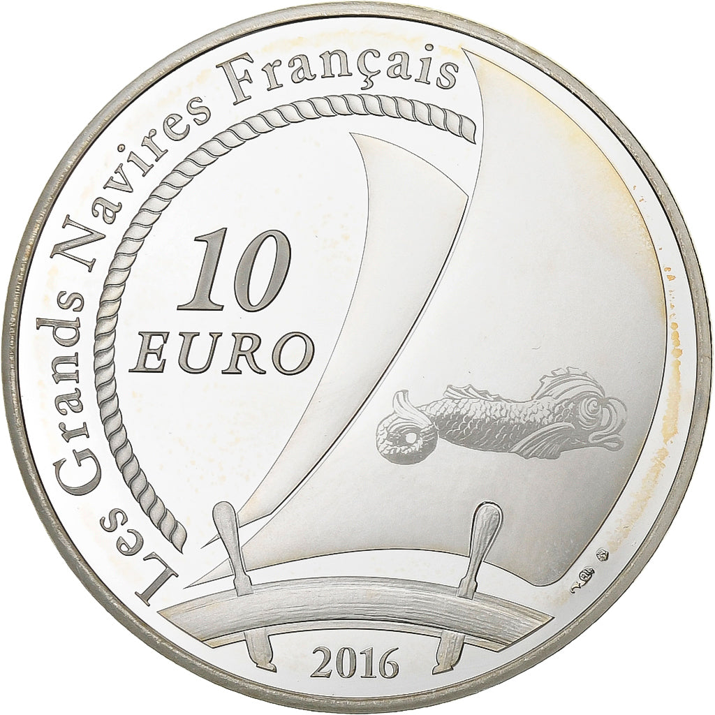 France, 10 Euro, Le Belem, Proof, 2016, Paris, Silver, MS(63)