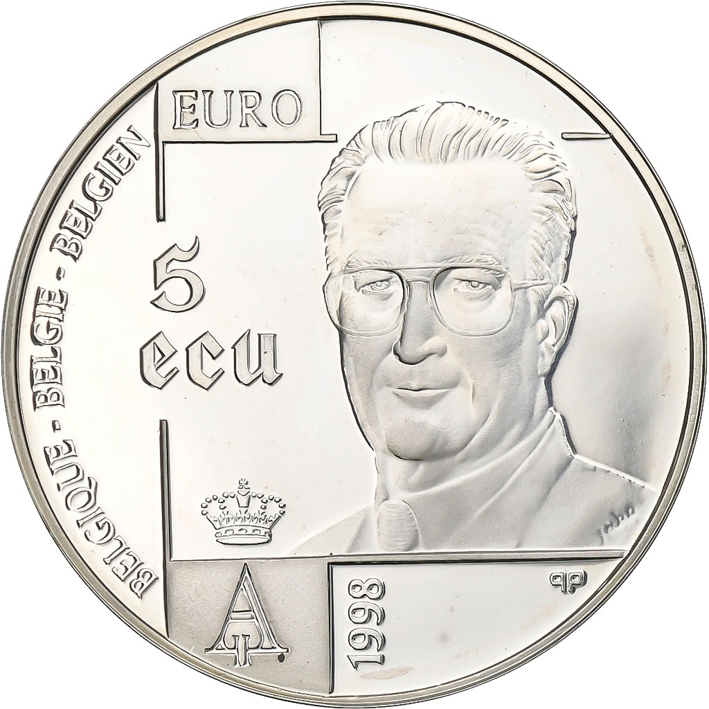 Bélgica, Albert II, 5 Ecu, 1998, Brussels, Plata, SC, KM:221