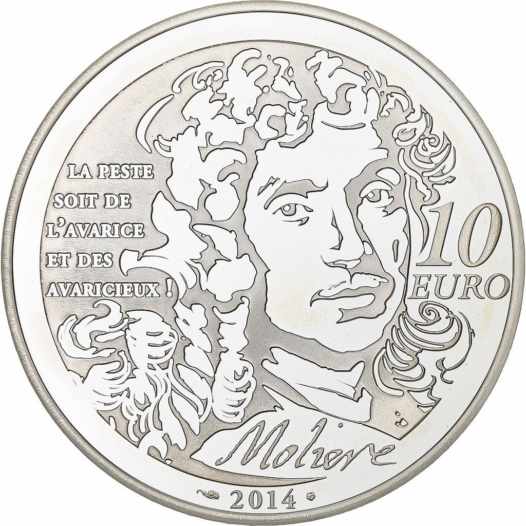 France, 10 Euro, Molière, Proof, 2014, Paris, Silver, MS(63)