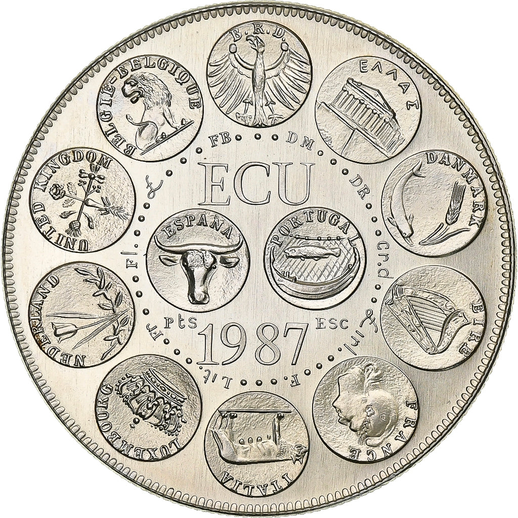 France, Ecu, 1987, Silver, Europa, MS(63)
