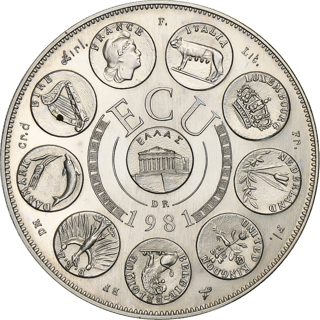 France, Ecu, 1981, Silver, Europa, MS(63)