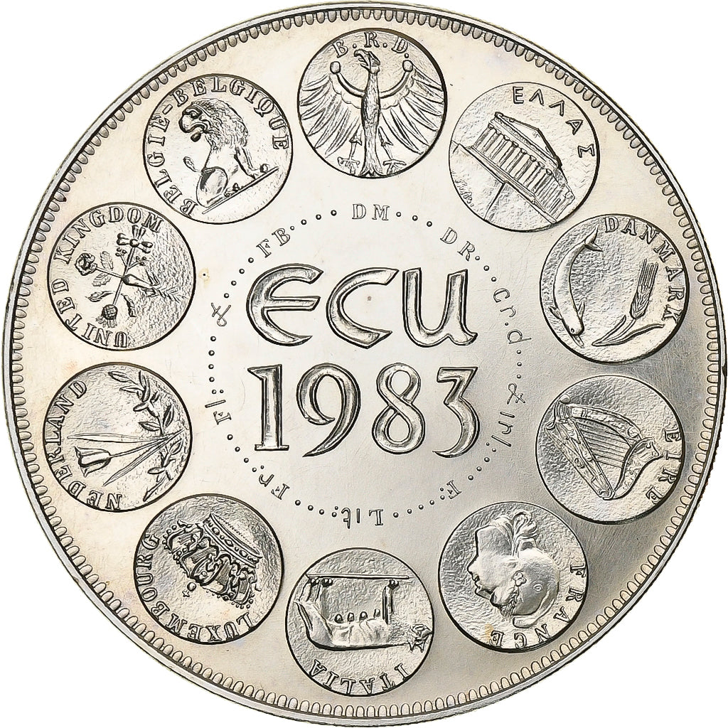 France, Ecu, 1983, Silver, Europa, MS(63)