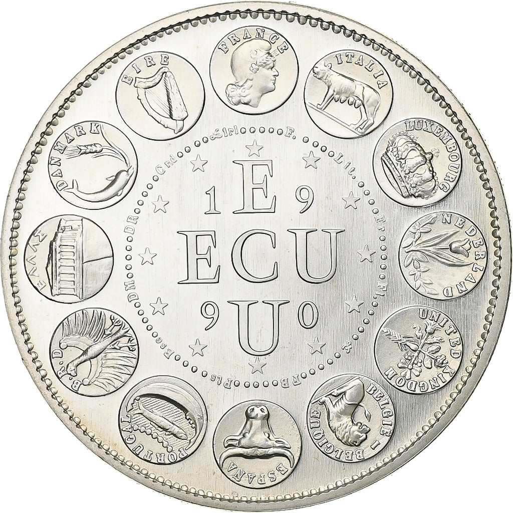 France, Ecu, 1990, Silver, Europa, MS(63)