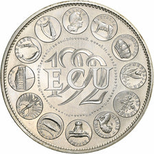France, Ecu, 1992, Silver, Europa, MS(63)
