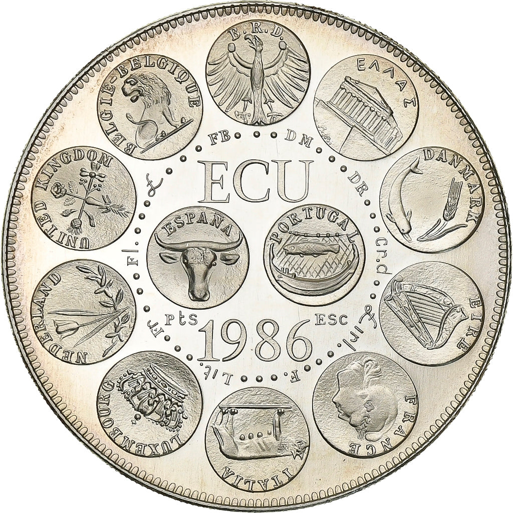 France, Ecu, 1986, Silver, Europa, MS(63)