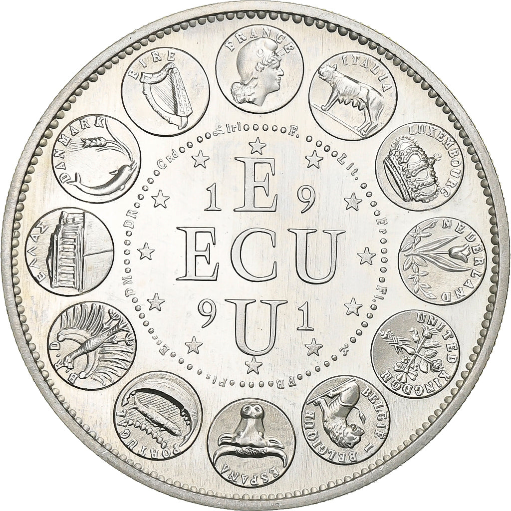 Francia, Ecu, 1991, Argento, Europa, SPL
