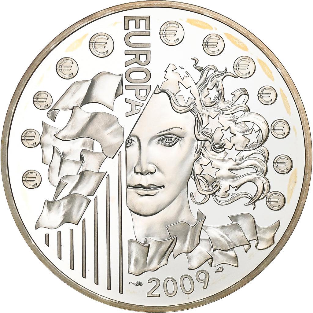 France, 10 Euro, Europa, 2009, Paris, Silver, MS(63), KM:1591