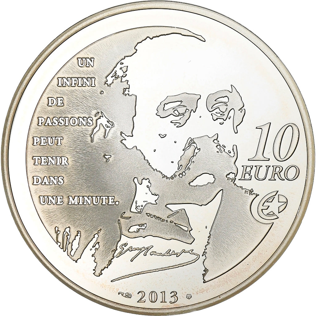 França, 10 Euro, Madame Bovary, Proof, 2013, Paris, Prata, MS(63)