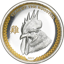 Palau, 5 Dollars, YEAR OF THE ROOSTER, 2017, Proof, Silver, MS(63)