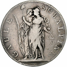 États italiens, PIEDMONT REPUBLIC, 5 Francs, AN 10 (1801), Turin, Argent, TB