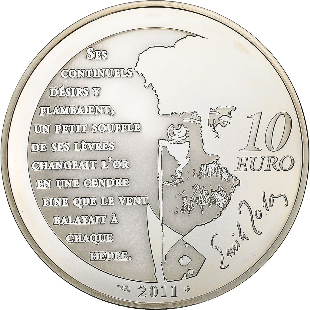 France, 10 Euro, Emile Zola Nana, 2011, Paris, Argent, SPL, KM:1829