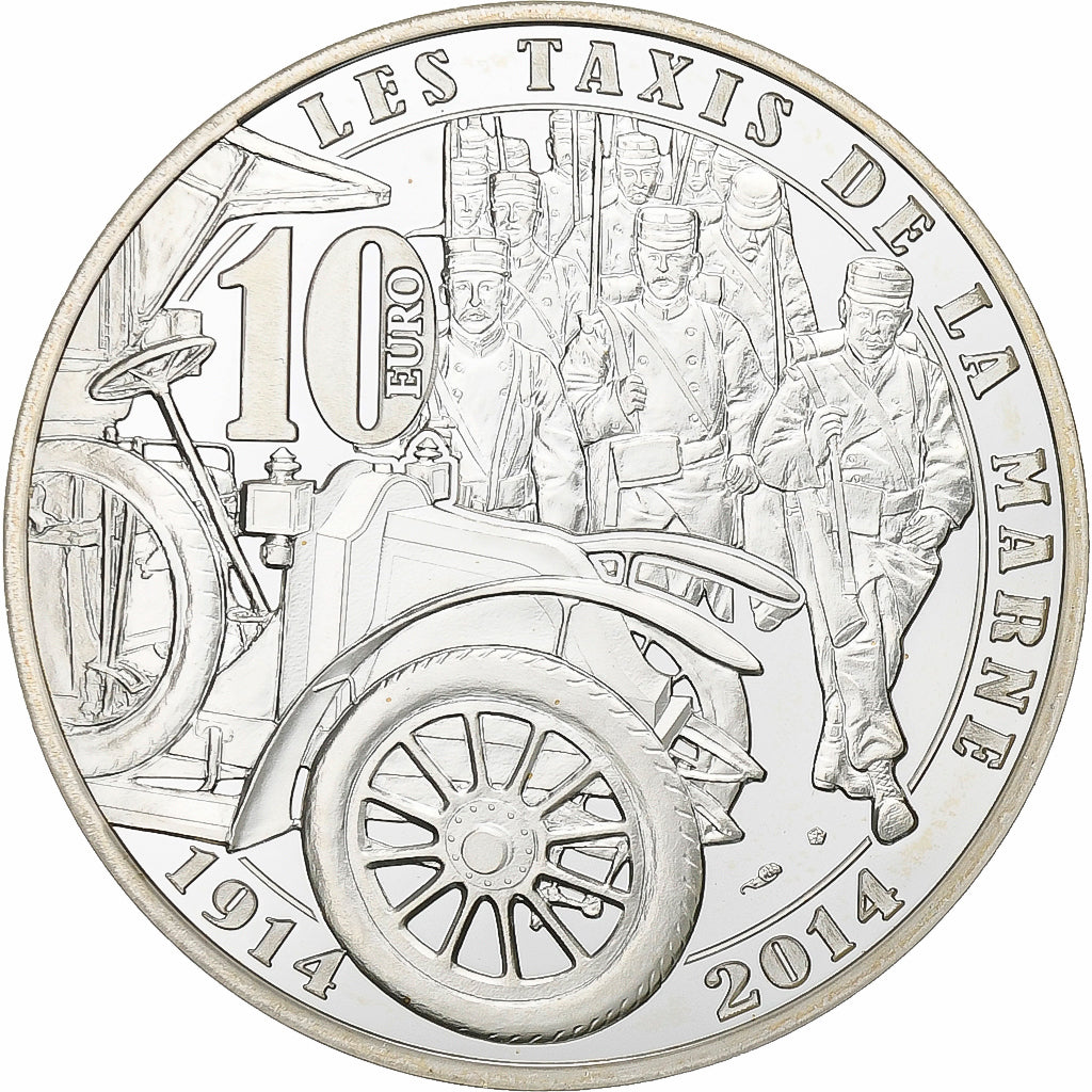 France, 10 Euro, Les Taxis de la Marre, Proof, 2014, Paris, Silver, MS(63)