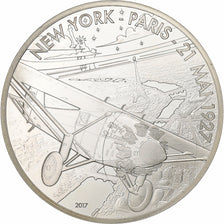 Francja, 10 Euro, New York - Paris 21 Mai 1927, Proof, 2017, Paris, Srebro