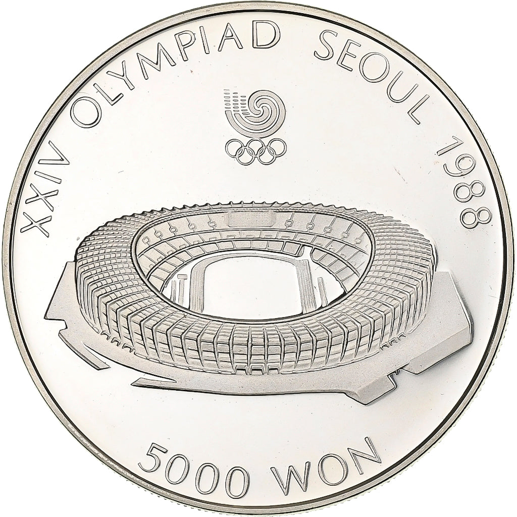 South Korea, 5000 Won, XXIV OLYMPIAD SEOUL 1988, 1987, Seoul, Silber, UNZ, KM:60