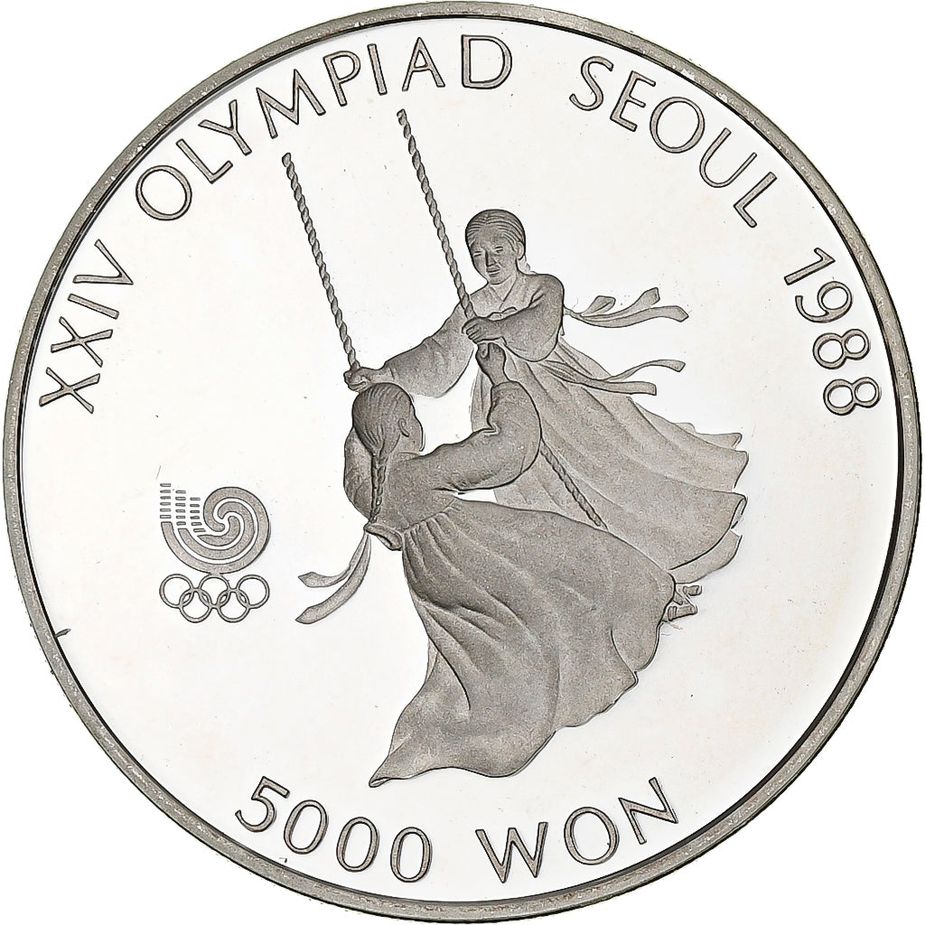 Corée du Sud, 5000 Won, XXIV OLYMPIAD SEOUL 1988, 1987, Seoul, Argent, SPL