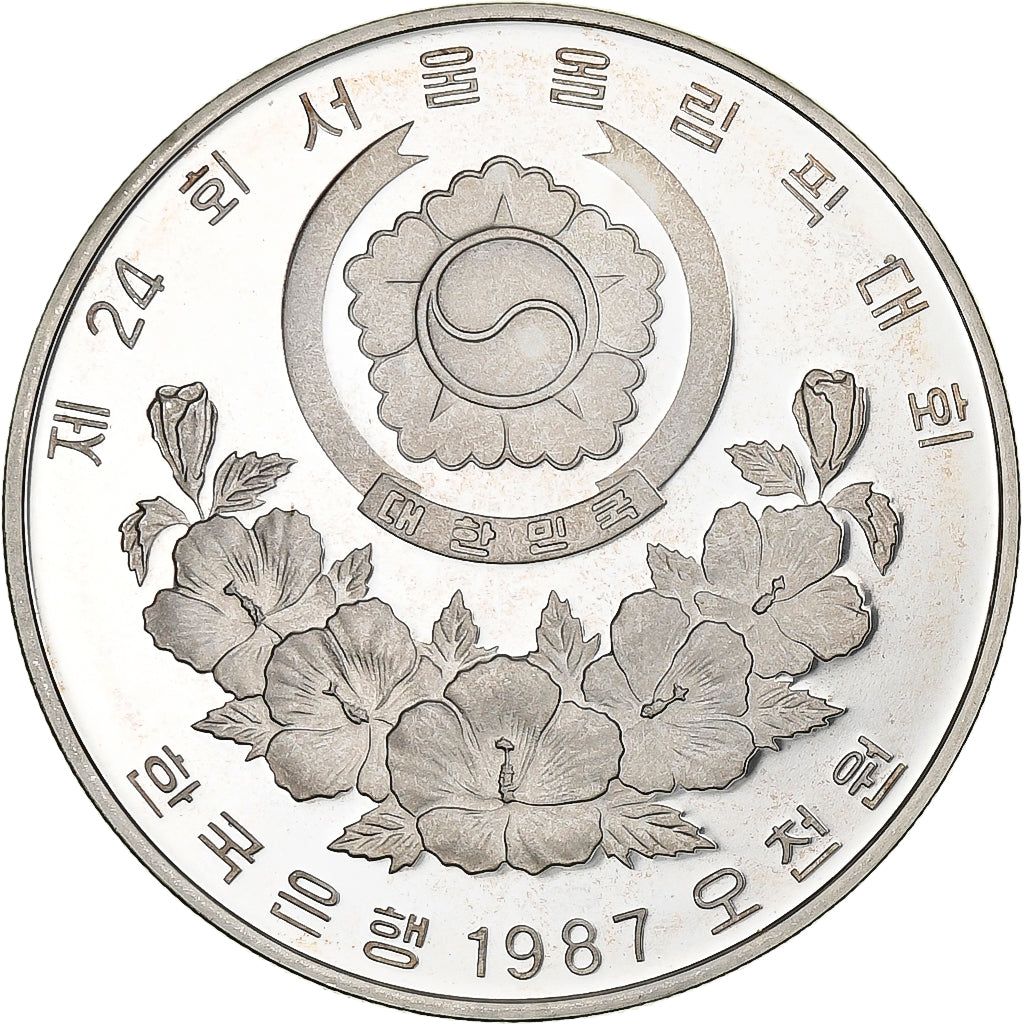Corée du Sud, 5000 Won, XXIV OLYMPIAD SEOUL 1988, 1987, Seoul, Argent, SPL