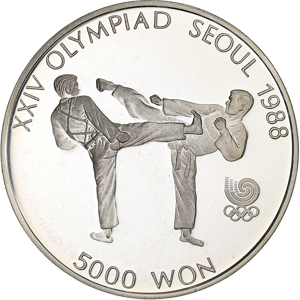 Corée du Sud, 5000 Won, XXIV OLYMPIAD SEOUL 1988, 1987, Seoul, Argent, SPL