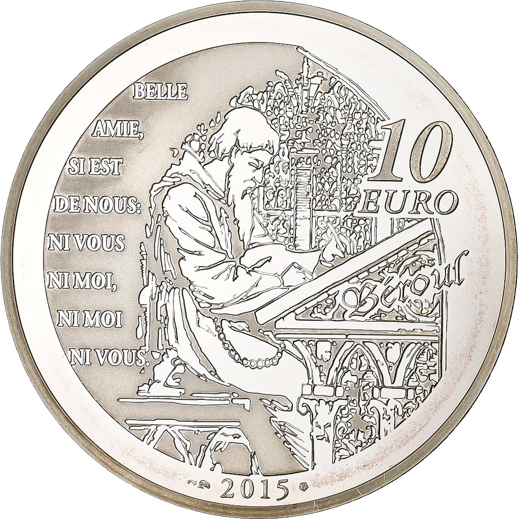 France, 10 Euro, Tristan & Yseult, Proof, 2015, Paris, Silver, MS(63)