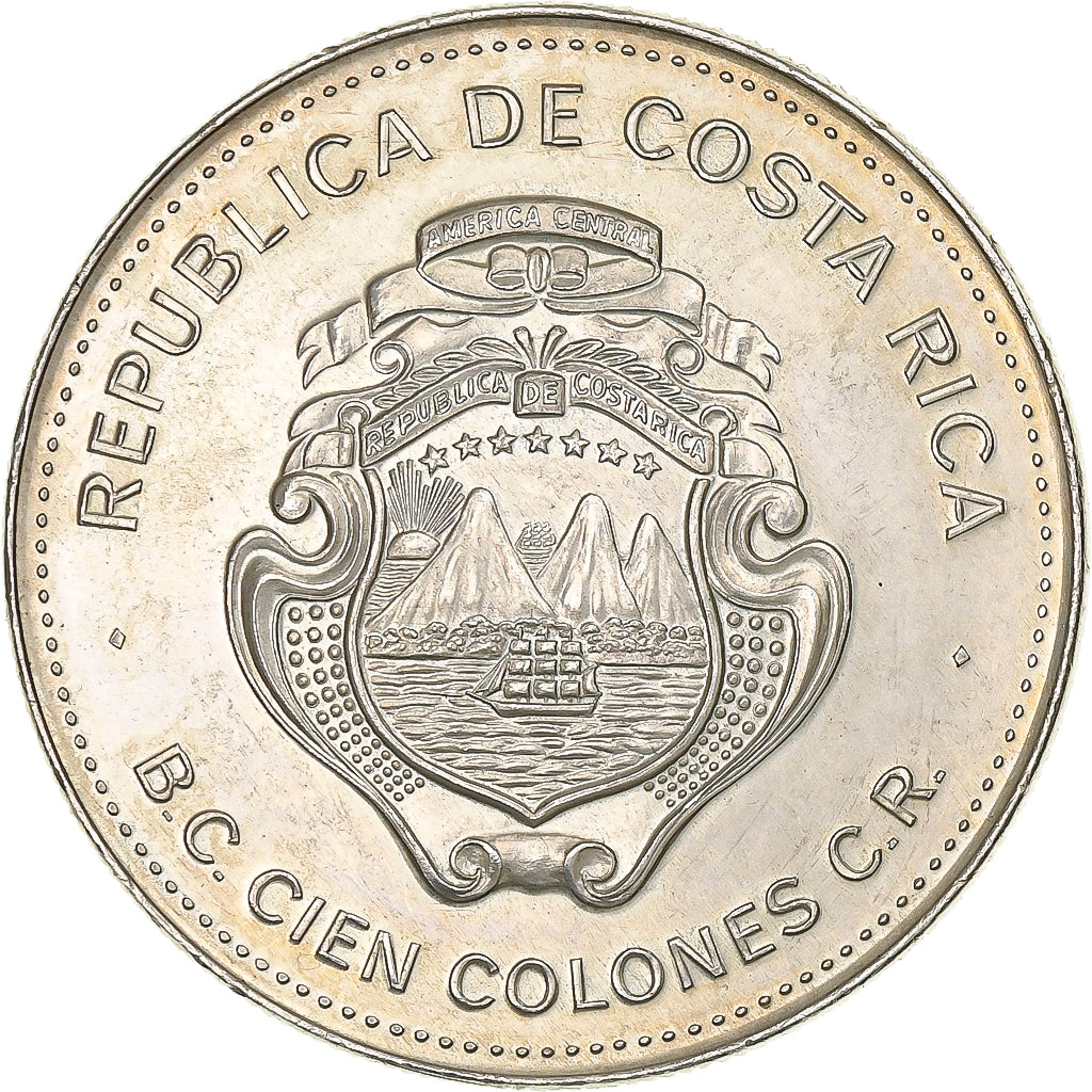 Costa Rica, 100 Colones, 1979, Silver, MS(63), KM:206